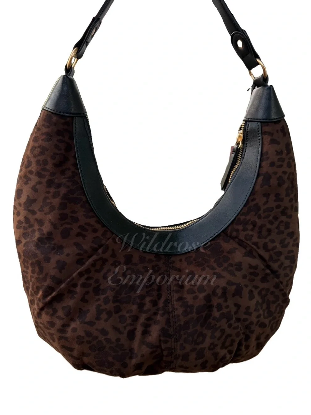 Juicy Couture Retro Glam Hobo Shoulder Bag Chocolate Brown Leopard Cheetah Print